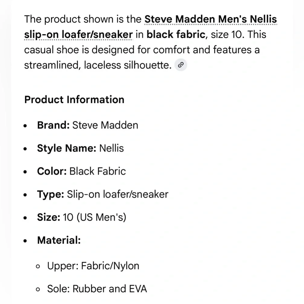 Steve Madden Men's Nellis slip-on loafer/sneaker in black fabric, size‎ 10 NEW